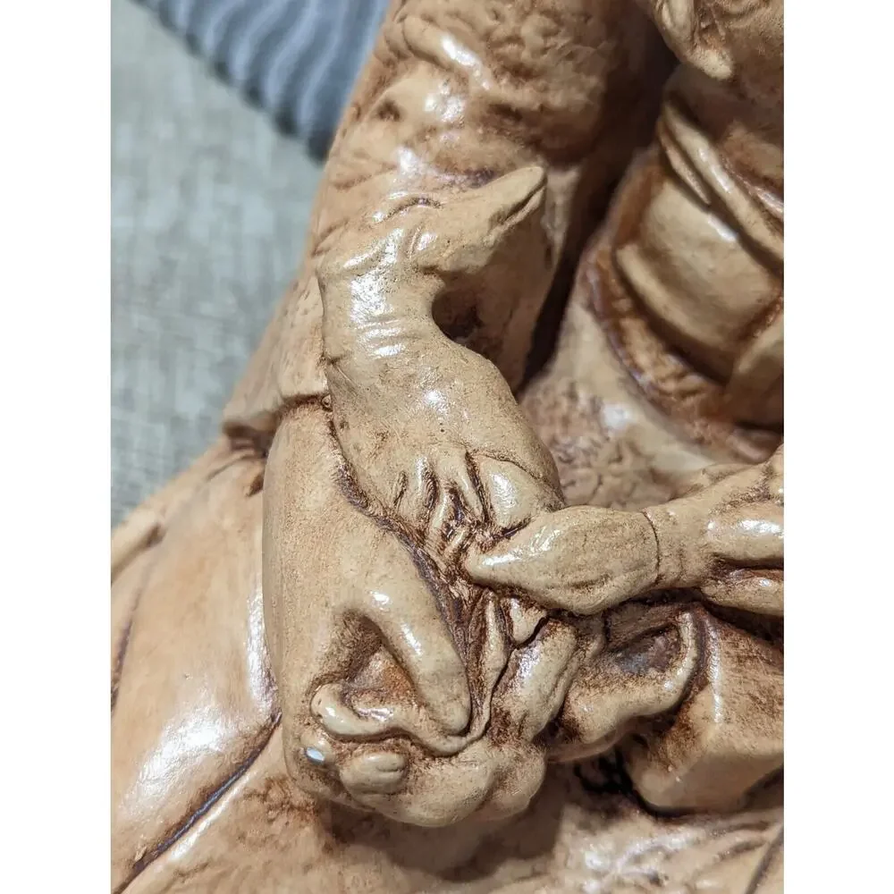 Rare Vintage Asian Geisha Figurine Woman Painting Duck 10 in Tall Mid-Century